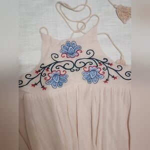 Chloah Strapless Embroidered Dress Neck Tie